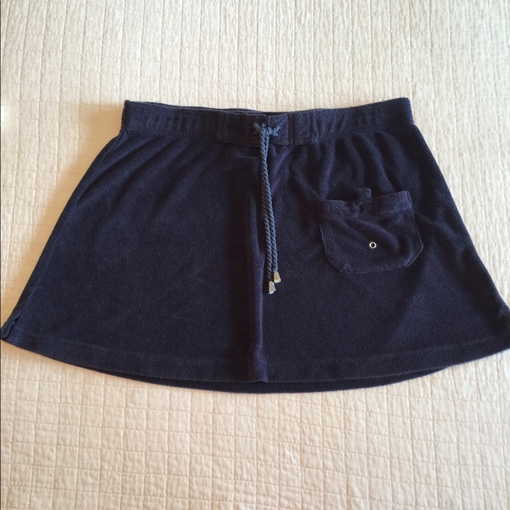 Talbots navy terry cover up skirt w/pocket